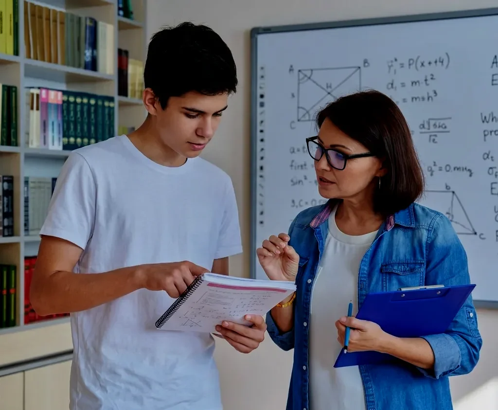 uno studente si consulta con il suo tutor