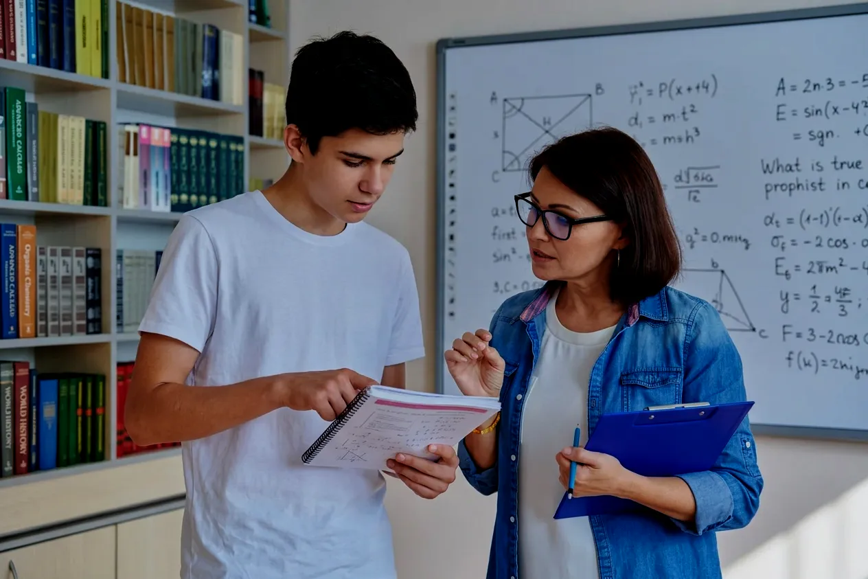 uno studente si consulta con il suo tutor